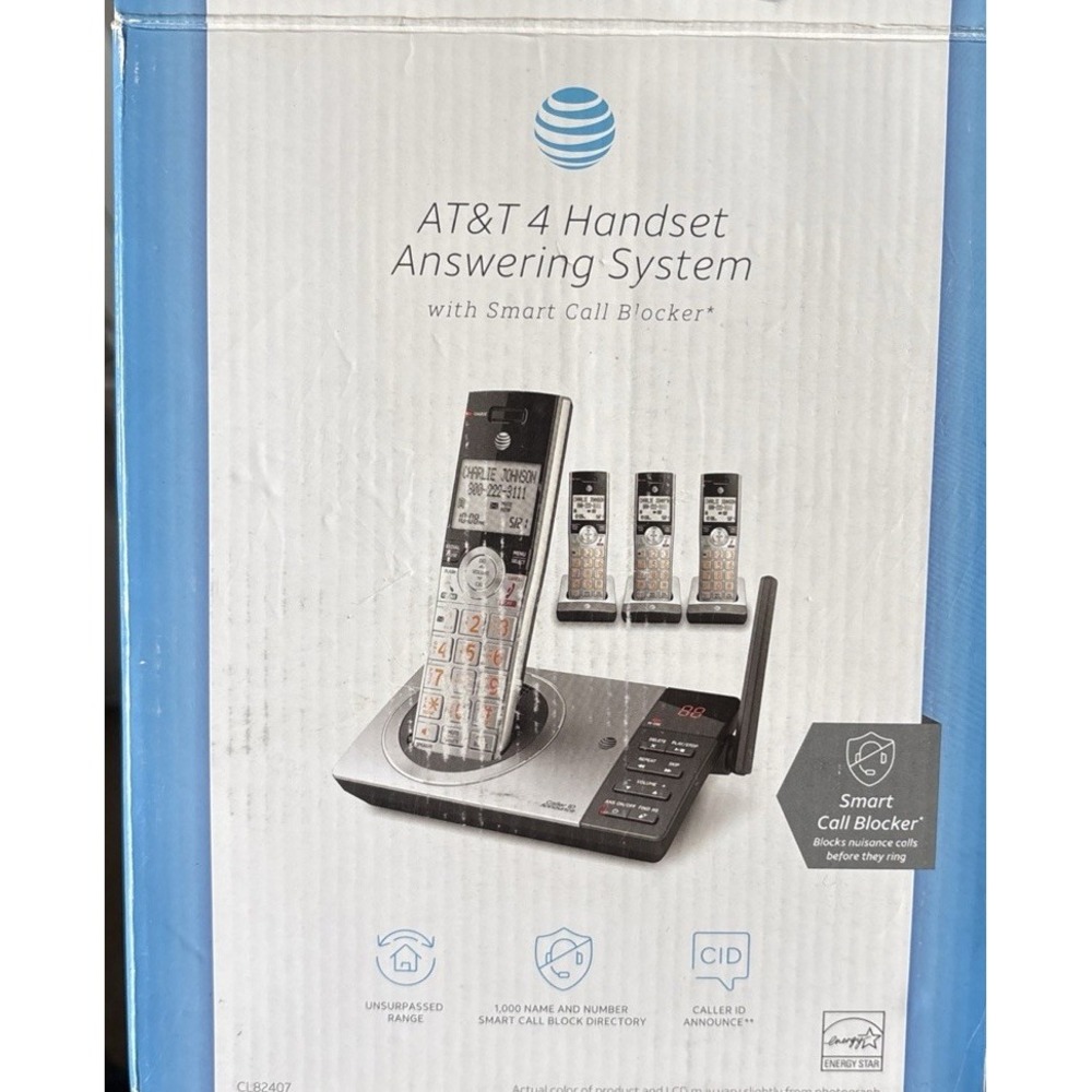 AT&T CL82407 4 Handset Cordless Phone Answering System Smart Call Blocker